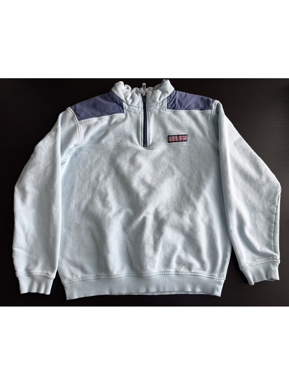 Vineyard Vines Medium Shep Shirt 1/4 Zip Light Blue Colorblock Sweatshirt